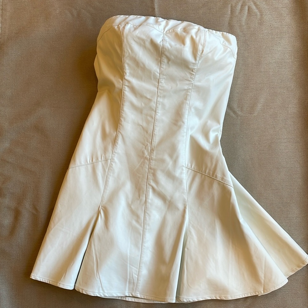 Strapless leather dress